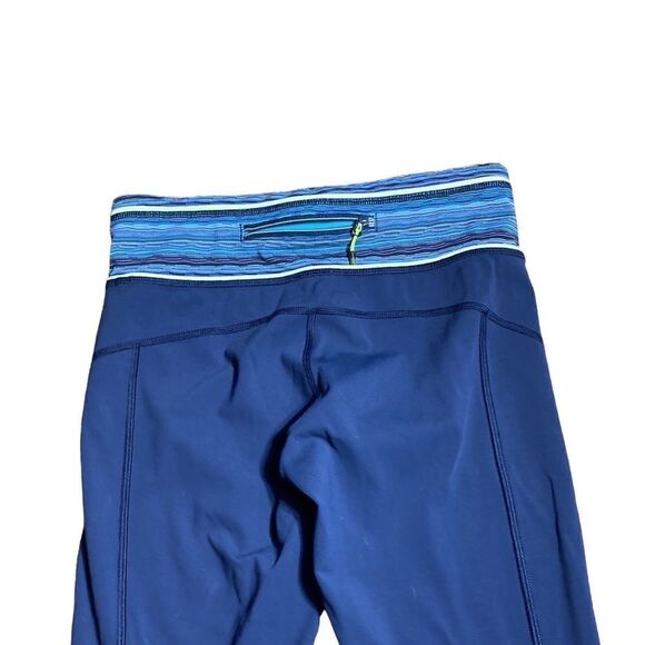 Lululemon leggings navy blue silky bottom colorful waistband 4 - Picture 6 of 8